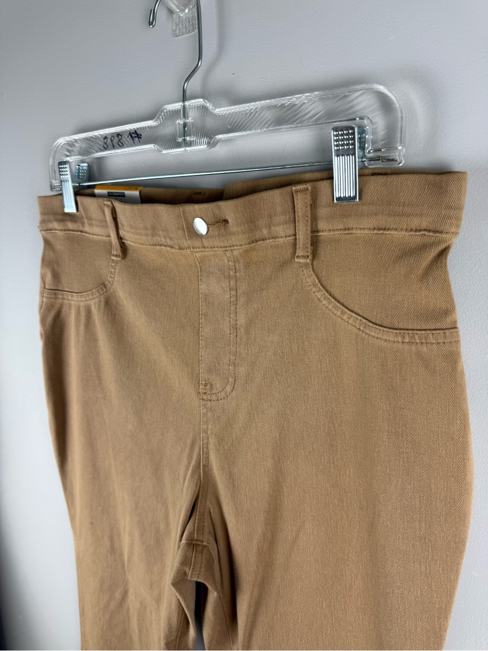 Time and Tru Womens Tan High Rise Stretch Fitted Denim Jeggings SZ L New Neutral